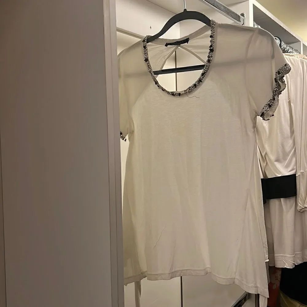 Open back white top with jewels twin set Simona barbieri womens small